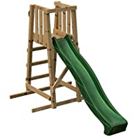 MASGAMES | Tobogán con Estructura de Madera SUI L | Rampa a 120 cm de Altura | Rampa con Conector para la Manguera…